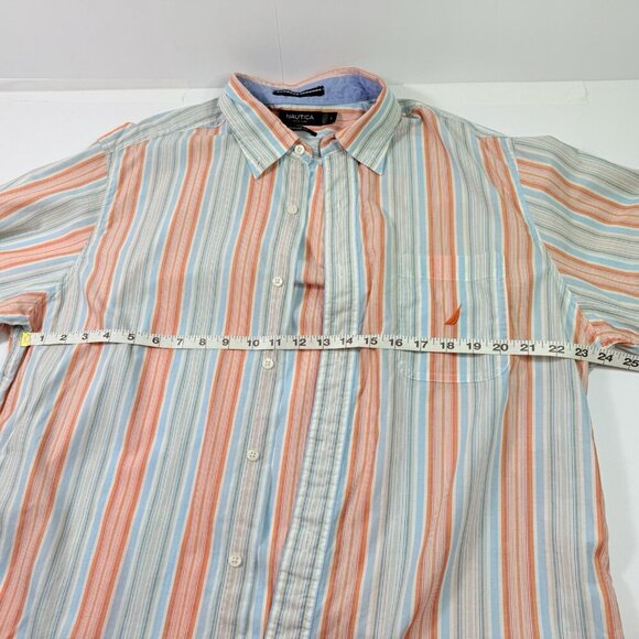 Nautica Men's Classic Fit Vertical Striped SS Button Down Collar Large - Picture 6 of 9